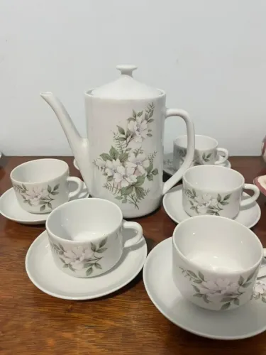 Jogo Xícaras Com Pires Porcelana Pozzani 7 peças