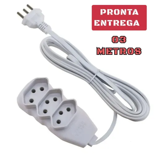 EXTENSÃO ELÉTRICA 03 TOMADAS E 03 METROS