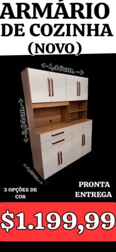 Armário de Cozinha Novo - 1,46m de Largura - Pronta Entrega