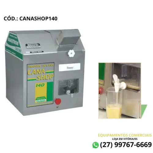 Moendas de Cana Industrial Shop Maqtron 1CV Potência Cana Shop Elétrica 140 Inox