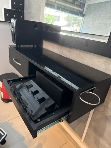 Bancada barbeiro tampo em vidro