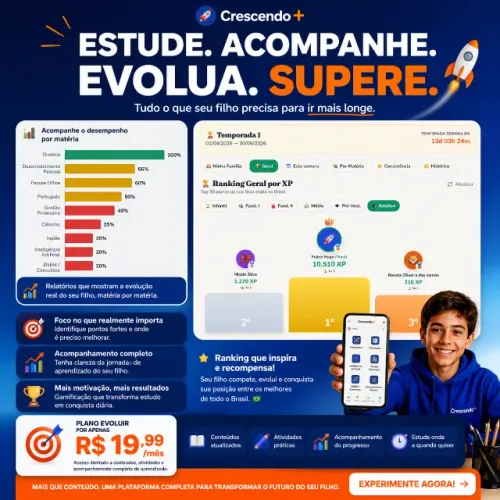 Crescendo+ Sistema para estudos, ENEM e desenvolvimento.