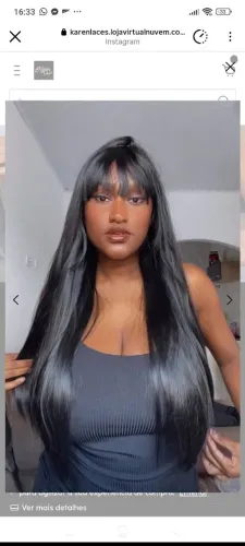 Wig/lace/peruca preta lisa