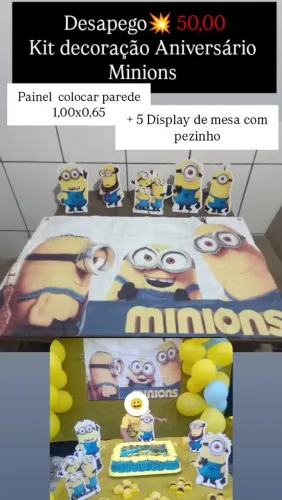 Painel decorativo aniversário dos Minions