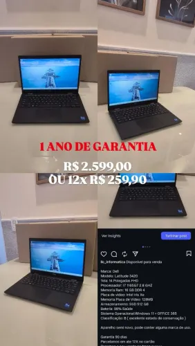 Notebook Dell Latitude I7 - 1 ANO DE GARANTIA 