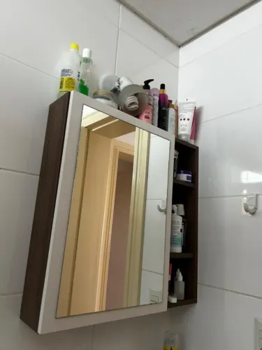 Conjunto Gabinete Cuba E Espelheira Para Banheiro Completo Com Nichos Porta Espelho