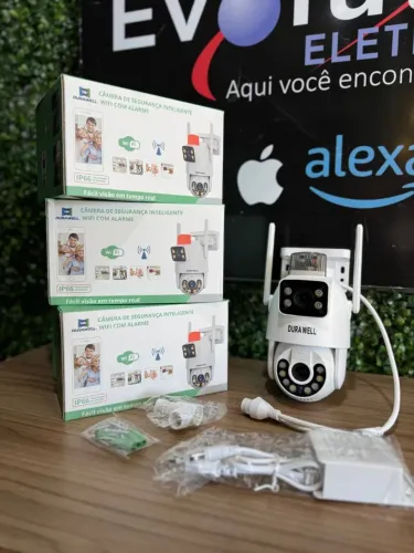 Câmera de Segurança Inteligente Wi-fi com Alarme Lente Dupla - DURAWELL