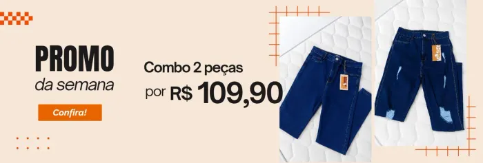Kit 2 calça melange jeans feminina