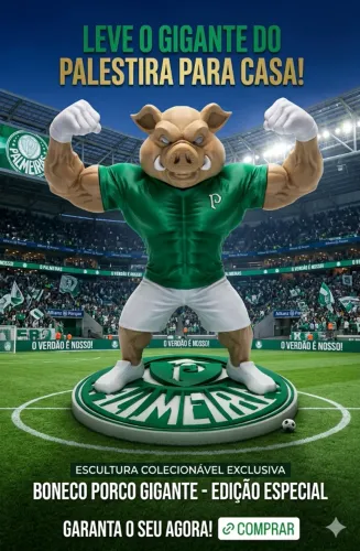Mascote Palmeiras Porco Loko Estatua Decorativa Torcedor