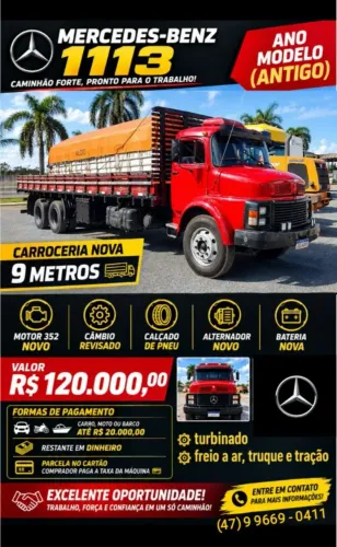 MB 1113 carroceria 9 metros