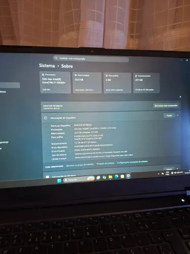Notebook i7 12th com 32GB DDR4 e uma RTX 2050