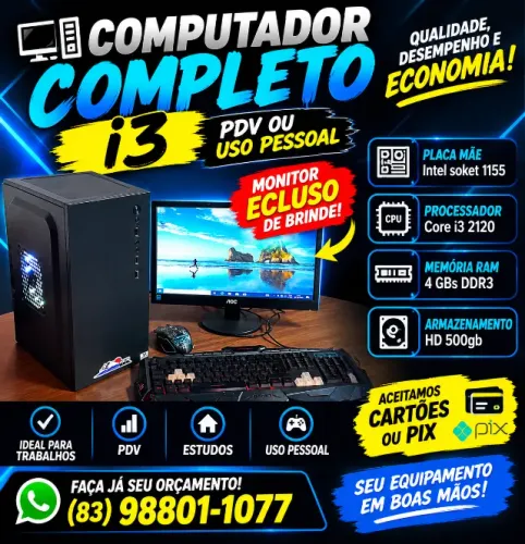 Computador Core i3 PDV Ou Uso Pessoal (( Aceitamos Cartoes Ou Pix))