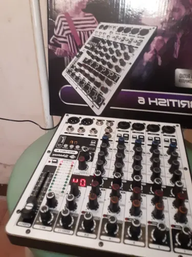 Mesa digital 6 canais na embalagem bluetooth efeitos usb nota e garantia