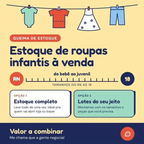 QUEIMA DE ESTOQUE - ROUPAS INFANTIS À VENDA! 