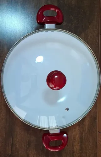 Panela Caçarola Cerâmica Grande 30cm com Tampa de Vidro