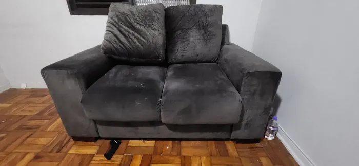 Sofá, 2 Lugares, Retrátil, Cinza escuro