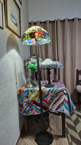 Abajur Tiffany pedestal coluna