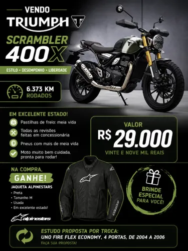 Procura-se um amigo(a) para compartilhar o dia a dia com uma Triumph Scrambler 400X