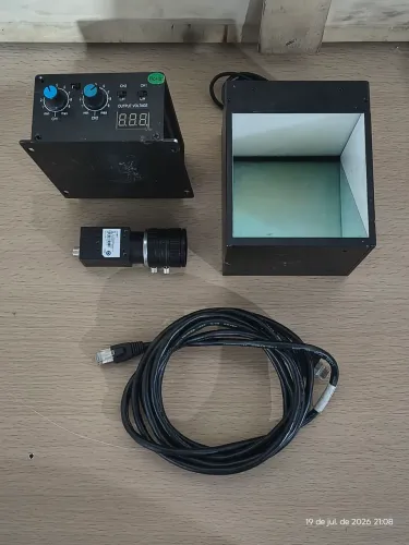 Sistema de Visão Industrial Completo | Câmera GigE PoE + Lente + Iluminador LED + Difusor