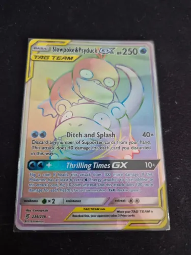 Carta Pokémon: Slowpoke & Psyduck-GX (239/236) (Rainbow Secret Rare)