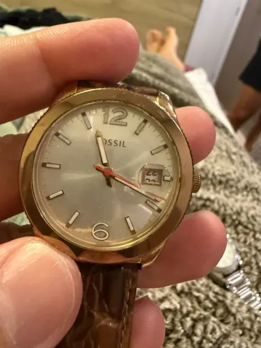 Relógio Fossil Original ES3591 Dourado Couro - Funciona Perfeito