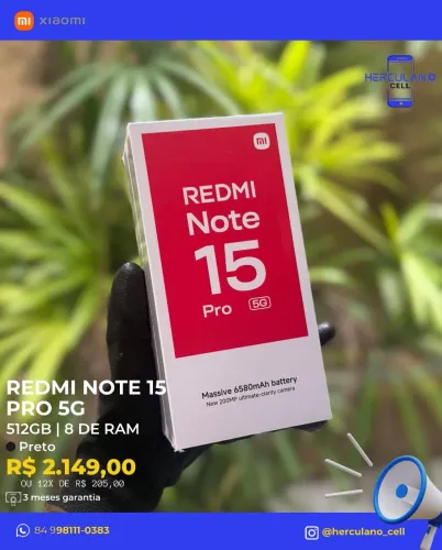 Vendo xiaomi redmi note 15 pro 5g 8/512 preto lacrado