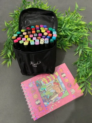 Kit Bobbie Goods + 48 Canetinhas Touch Ponta Dupla com Estojo