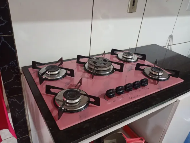 Cooktop rosa marmorizado cinco bocas