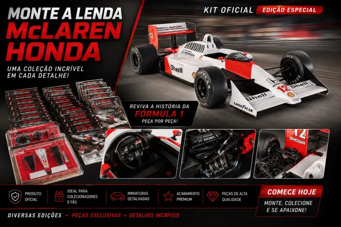 McLaren MP4/4 Ayrton Senna 1:8 (Coleção Completa)