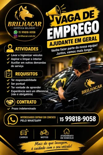 Vaga para ajudante (lavagem de carro)