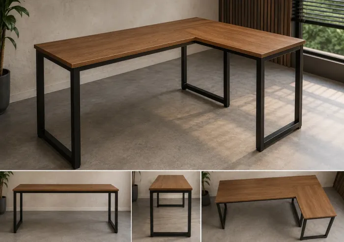 Mesa industrial em L