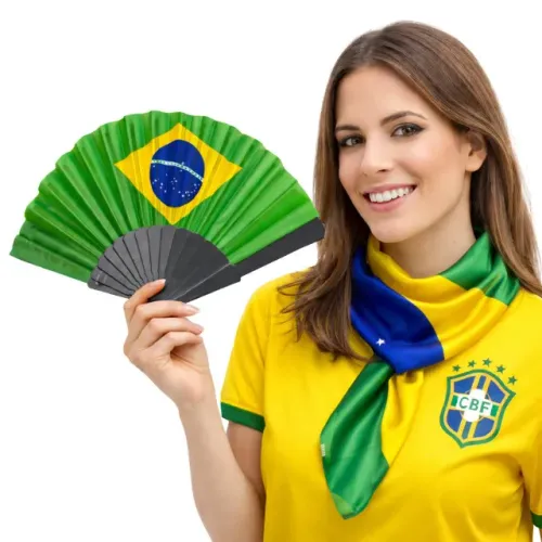 Kit Torcedor Lenço e Leque Brasil Torcida Copa 2026 