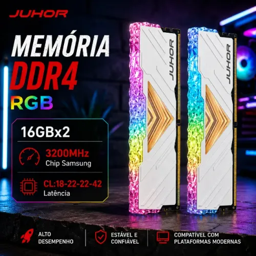 Memoria ram ddr4 16x2 ( 32gb) 3200mhz RGB Juhor CL18 novas lacradas Pc gamer