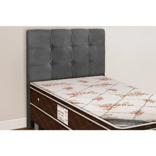 Cabeceira solteiro suede cinza