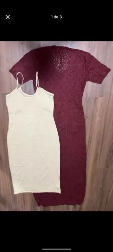Vestido de festa de crochê bordô G