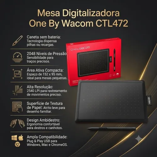 Mesa Digitalizadora One By Wacom CTL472 *Nova Lacrada