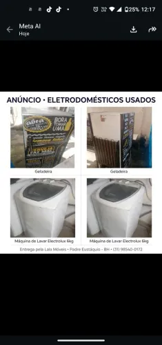 geladeira antiga e uma máquina de lavar para sair rápido