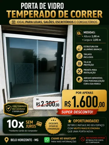 Porta de vidro para Salaos, lojas etc..