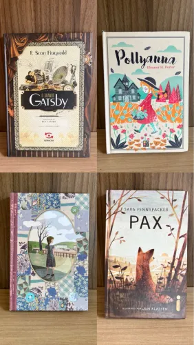 Livros capa dura - Gatsby/Pollyanna/Pax/a guerra que salvou minha vida