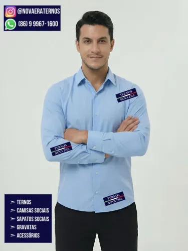 CAMISA SOCIAL SLIM FIT AZUL BEBE
