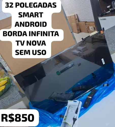 TELEVISÃO 32 POLEGADA NOVA SEM USO ANDROID BORDA INFINITA BLUETOOTH NA CAIXA FAÇO ENTREGA