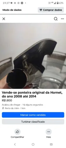 Vende-se ponteira original da Hornet 2008/2014