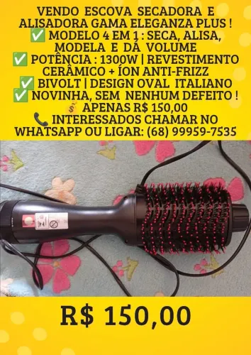 Escova alisadora 4 em 1