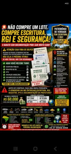 Lotes Village do Sol, DOCUMENTAÇÃO NÃO É DETALHE. É PROTEÇÃO, financiamento próprio, troco
