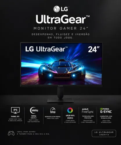 LG UltraGear Monitor Gamer 24" IPS 144Hz