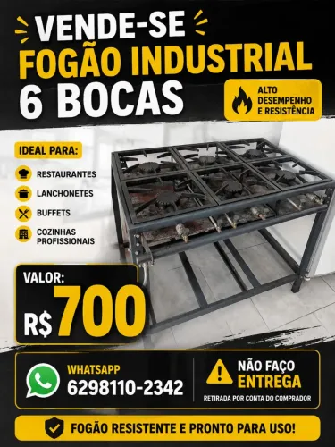 Fogão industrial 6 bocas bem conservado