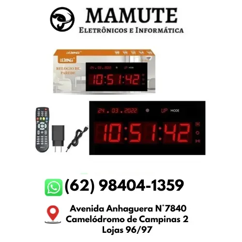 Relógio de Parede Digital Led Termometro Calendário Lelong LE-2119