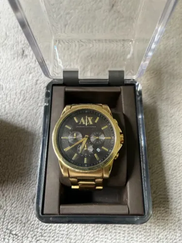 relógio armani exchange original dourado cronógrafo