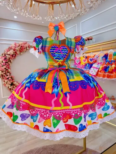 Vestido junino infantil colorido