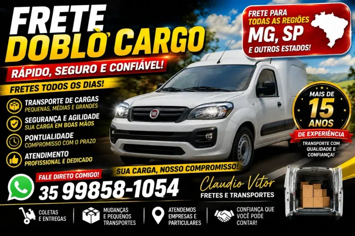 Fretes Doblo cargo todos região pouso alegre e MG ,SP e outros estados 